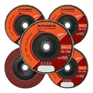 Kit 5 Disco Flap Alumínio Marrom 7 Polegadas 180mm Grão 40 Cônico