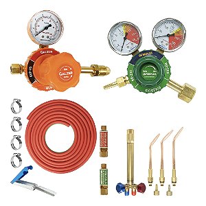 Kit Maçarico De Corte 201 GLP Regulador Oxigênio E Glp Mangueira Completo