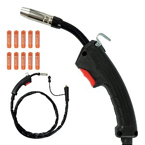 Tocha Mig 14AK 2Metros 160AMP Com Conector + 10 Bicos De Contato M6 0.8mm