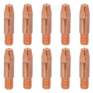 Kit 10 Bico De Contato 0.9mm M6x28 Para Tocha Mig 24KD