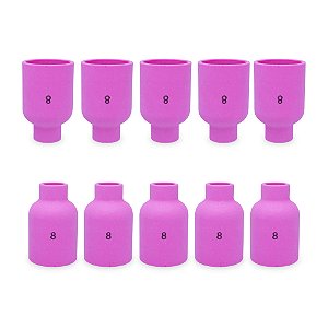 Kit 10 Bocal Cerâmico Gas Lens 57N74 N° 8