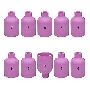 Kit 10 Bocal Cerâmico Gas Lens 57N75 Nº 6