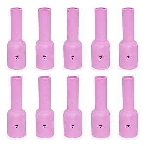 Kit 10 Bocal Cerâmico Tig Gas Lens 54N15 Longo N°7 Tochas 17/ 18/ 26