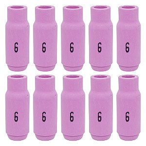 Kit 10 Bocal Cerâmico Modelo 10N48 Nº 6 Para Tocha Tig 17 / 18 / 26
