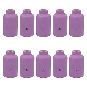 Kit 10 Bocal Cerâmico Gás Lens Leve 54N16 Nº 6 Tocha Tig