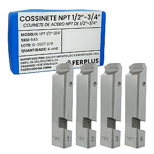 Jogo De Cossinetes Npt 1/2'' a 3/4'' Para Rosqueadeira R2 e R4