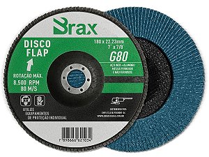 DISCO FLAP 7 x 7/8 GRAO 80 BRAX - 10 PEÇAS