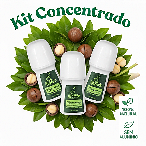 Kit 3 Desodorantes Naturais Concentrados de Macadamia e Capim Limão 70ml