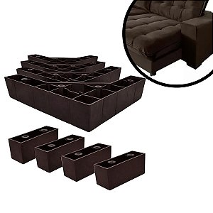 Kit 8 Pés Para Sofá 5cm - 4 Cantoneiras + 4 Retangulares
