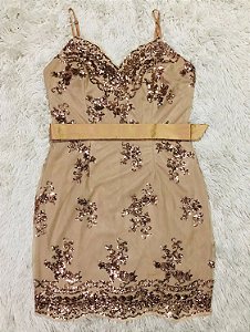 Vestido de Festa Bordado em Paetê - TAM. 40