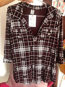 Blusa em Malha Xadrez - TAM - M