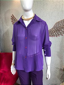 Camisa  Transparente na Cor Lavanda TAM G