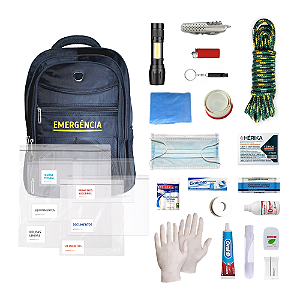 Mochila de Emergência com Kit ESSENCIAL - Preto