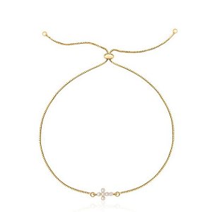 PULSEIRA CRUZ COM PÉROLAS  - DOURADO