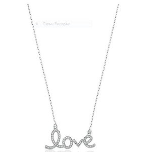 COLAR LOVE CRAVEJADO CRISTAL -RÓDIO BRANCO - CRISTAL