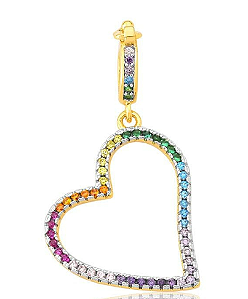 PINGENTE CORAÇÃO COLORIDO - DOURADO