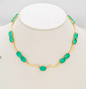 Choker Canutilhos com Pedras Ovais Fusion Verde