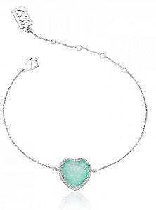 PULSEIRA CORAÇÃO FUSION CRAVEJADA  BLUE  -  RÓDIO BRANCO