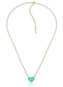 COLAR CORAÇÃO FUSION COM PÉROLAS -  TURMALINA FUSION