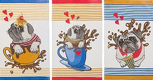 Pano de Prato Copa Teka Primore Atoalhado Dogs (kit com 3 unidades)