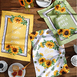 Pano de Prato Copa Atoalhado Döhler Girassol (Kit com 3 unidades)