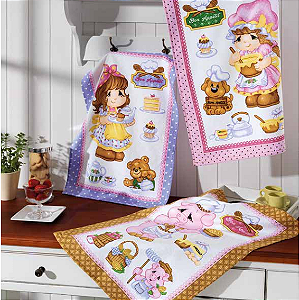 Pano de Prato Copa Atoalhado Döhler Happy Kitchen (Kit com 3 unidades)