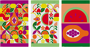 Pano de Prato Copa Teka Primore Atoalhado Frutas (kit com 3 unidades)