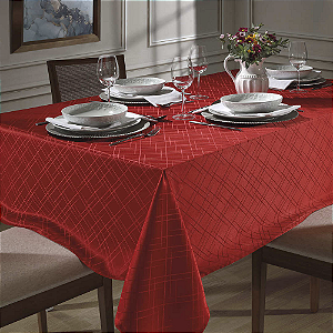 Toalha de Mesa Quadrada Döhler Requinte Vermelha 4 Lugares - 1,40 x 1,40m
