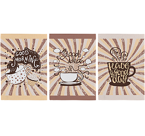 Pano de Copa Teka Fiori Good Café - Kit com 3 unidades