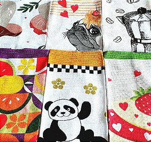 Panos de Prato Teka Primore sortidos - Kit com 5 unidades