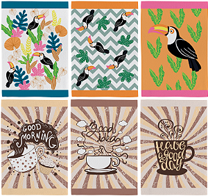 Pano de Copa Teka Fiori - Kit com 6 unidades