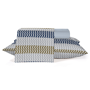 Jogo de Cama Queen Teka Crystal Listrado 4 peças