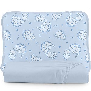 Jogo Lençol verde + Fronha Azul para berço Malha Estampado Teka 100% Algodão 2 Peças