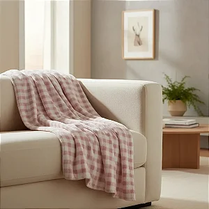 Cobertor Toque de Seda Xadrez NC Home Rosado