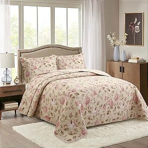 Colcha Bouti Casal NC Home Romântica + 2 Porta Travesseiros - 3 peças