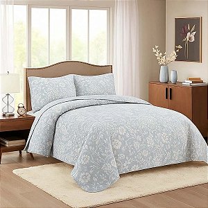 Colcha Bouti Casal NC Home Floral Clássico + 2 Porta Travesseiros - 3 peças
