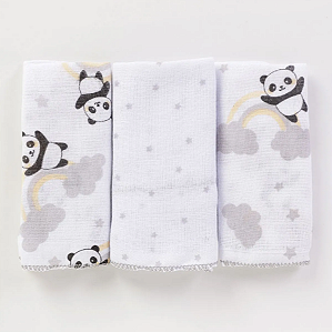 Pano de Boca Bublim Panda 100% Algodão - 3 Peças