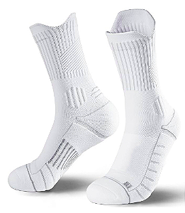 RUNNING TECH CUSHION ( Branca )- Meia compressiva de corrida com amortecimento