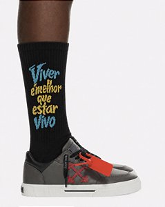 Meia do Poder LONGA - Viver é melhor que estar vivo - Collab Raul - Algodão com poliamida