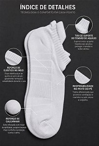 RUNNING TECH CUSHION CURTA ( Branca )- Meia compressiva de corrida com amortecimento