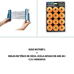 Rede Retrátil + Bolas de tênis de mesa Joola Advanced ABS 40+Laranja com 12 unidades