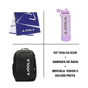 Kit Toalha Icon + Garrafa de Água + Mochila Vision II Deluxe Preta