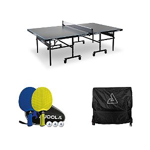 Kit Mesa JOOLA Outdoor J200A + 1 Conjunto de 2 raquetes e 3 bolas Outdoor JOOLA Vivid + Capa para mesa (Posição Vertical)