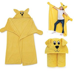 Manta Cobertor TV Infantil com Capuz Cachorro Amarelo