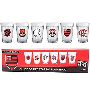 Jogo 06 Copos Americanos Flamengo 190ML com Caixa