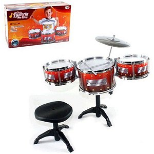 Bateria Musical Infantil Meu Ritmo com Banqueta e 3 Tambores