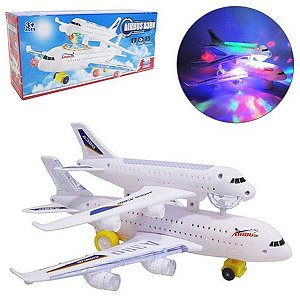 Avião de Brinquedo musical Duplo Bate e Volta com Som e Luzes 3D