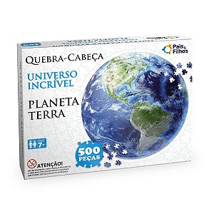 Quebra Cabeça Redondo de 500 peças Circular Cartonado Planeta Terra  54,2cm x 54,2cmm
