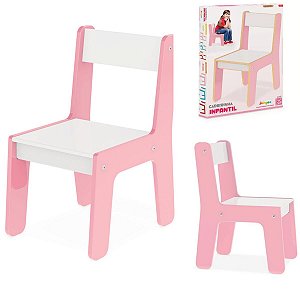 Cadeira Infantil de Madeira MDF Rosa Junges