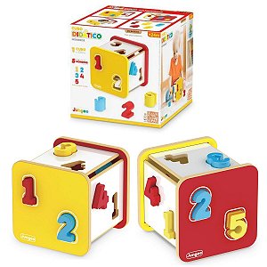 Brinquedo Cubo Didático Encaixe Números Colorido Infantil em Madeira MDF